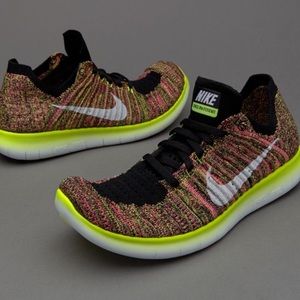 Nike Free RN FlyKnit Multicolor Neon 6.5